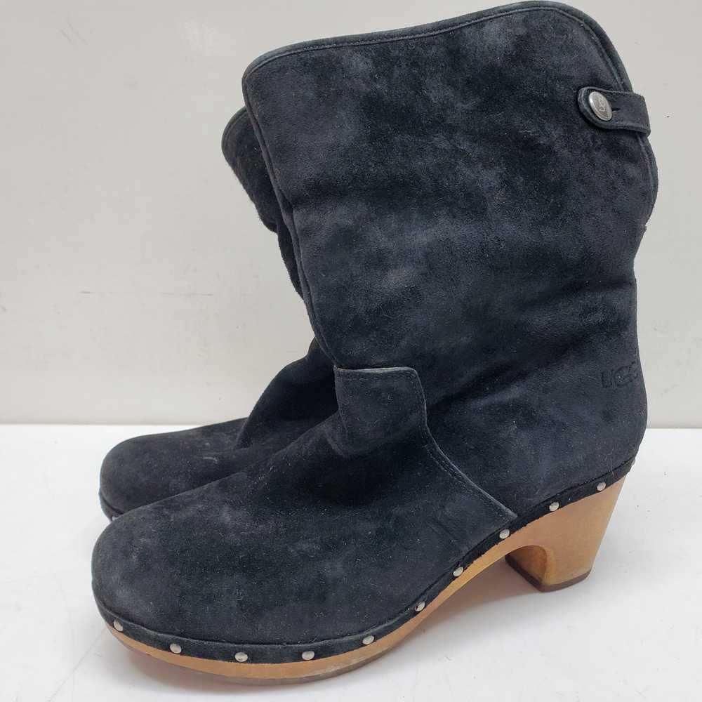 UGG Lynnea Black Suede Ankle Shearling Wooden Clo… - image 1