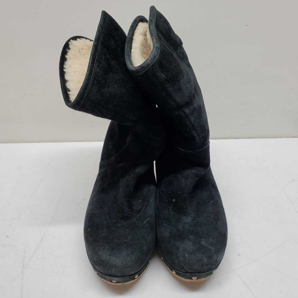 UGG Lynnea Black Suede Ankle Shearling Wooden Clo… - image 2