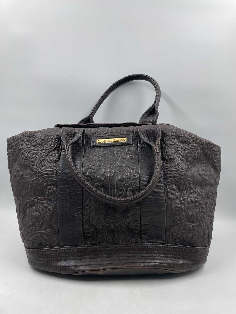 Authentic Christian Lacroix Brown Embossed Tote B… - image 1