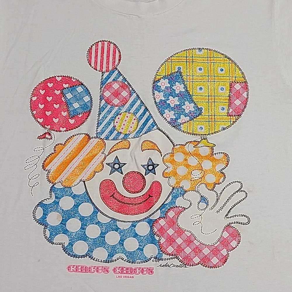 Vtg 90s Circus Circus Las Vegas Clown White Singl… - image 2