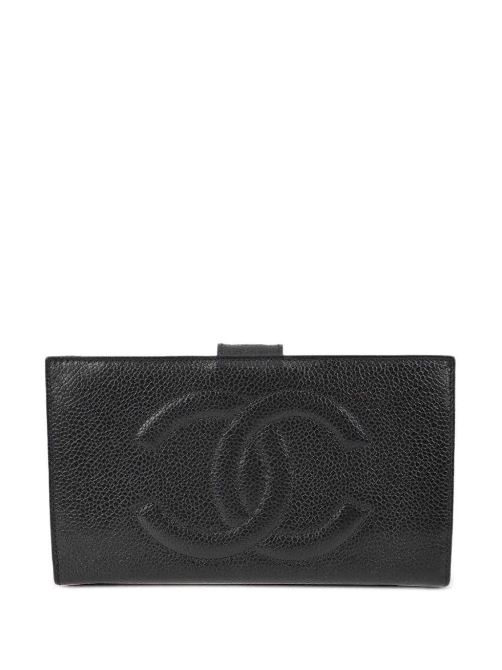 CHANEL Pre-Owned 1997 CC Long leather wallet - Bl… - image 1