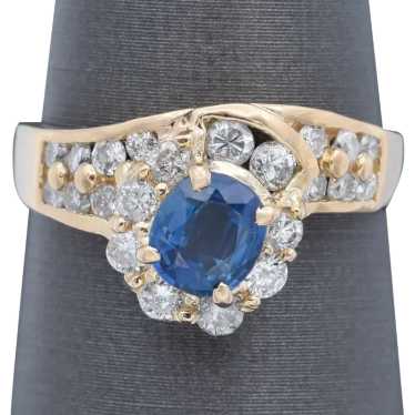 Estate Sapphire & 0.64 TCW Diamond 14K Yellow Gol… - image 1