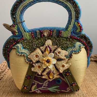 Collectible Mary Frances Beaded Purse Purple Green Floral - Etsy