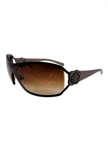 Chanel Sunglasses Authentic Shield Rimless Brown T