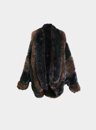 Issey Miyake 1990s Brown Striped Acrylic Fur Coat
