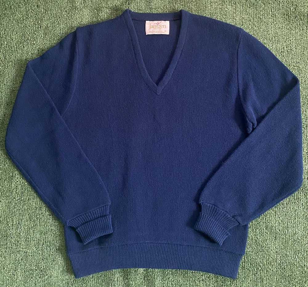 Jantzen Vintage 80’s Jantzen Navy Blue V-Neck Swe… - image 1