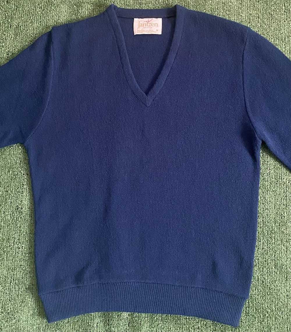 Jantzen Vintage 80’s Jantzen Navy Blue V-Neck Swe… - image 3