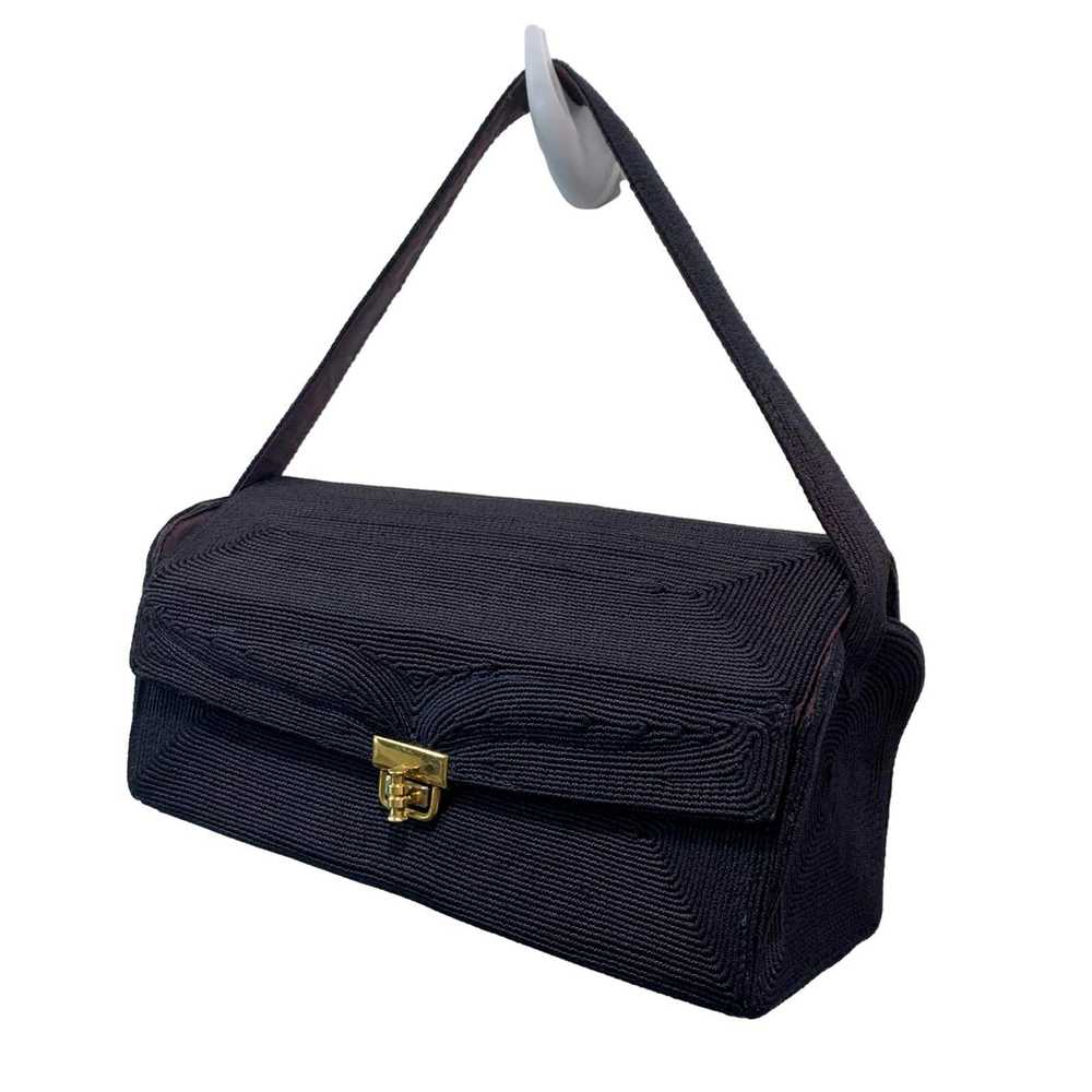 Bag × Vintage Vintage 40s Dark Blue Cordé Box Bag… - image 5