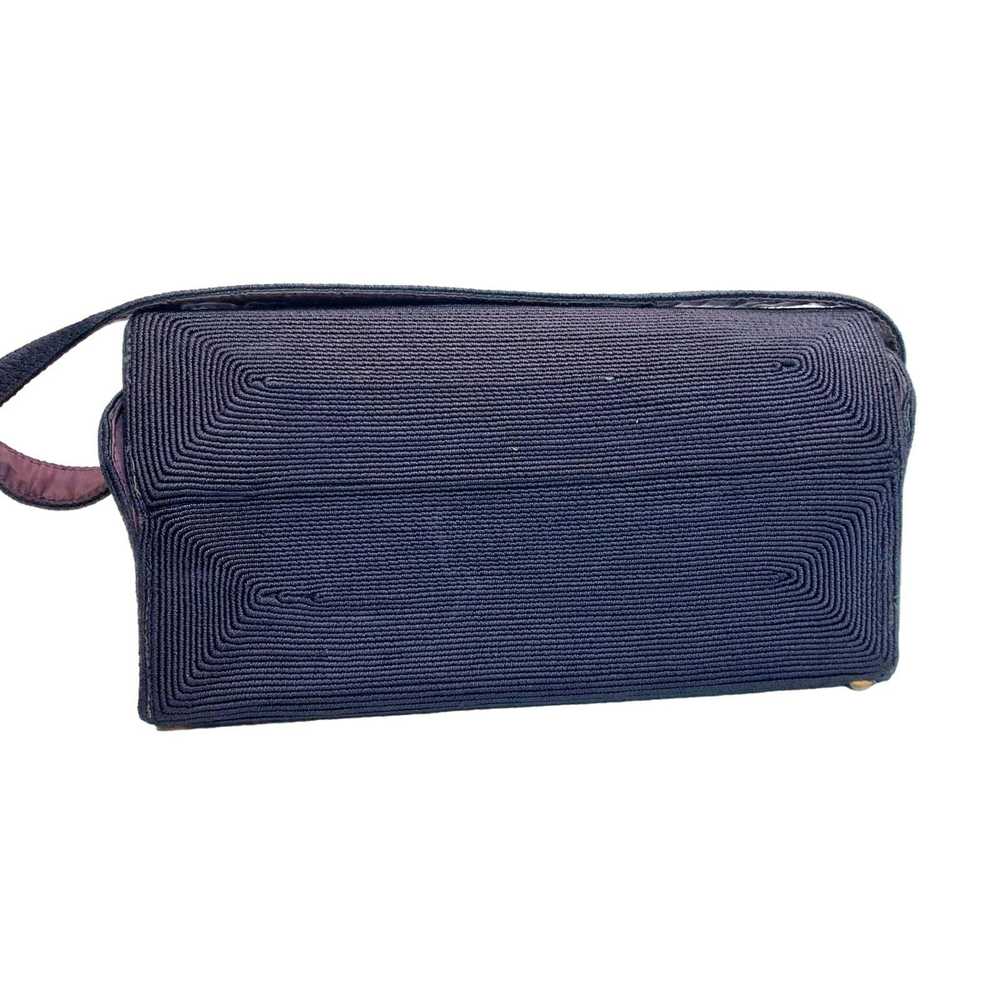 Bag × Vintage Vintage 40s Dark Blue Cordé Box Bag… - image 6