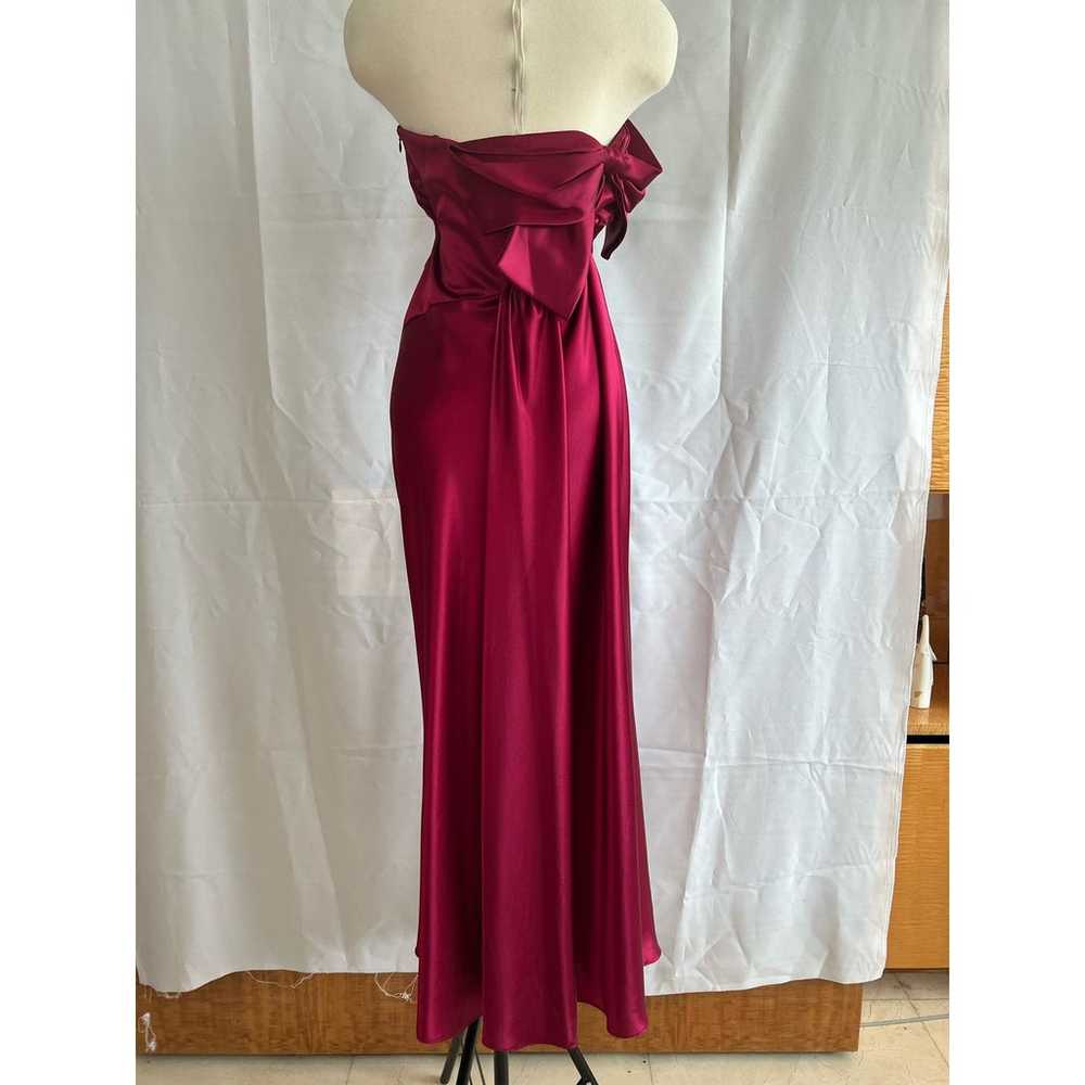 ABS Collection Red Satin Strapless Evening Gown S… - image 7