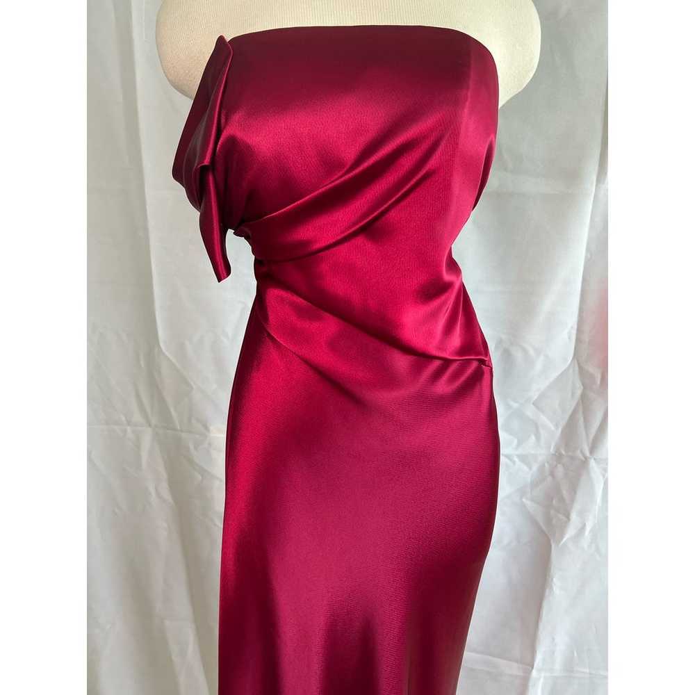 ABS Collection Red Satin Strapless Evening Gown S… - image 8