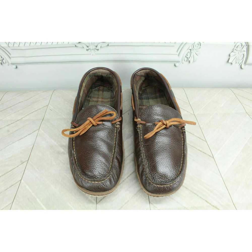 L.L. Bean × Leather LL Bean Men's Plaid Lined Han… - image 1