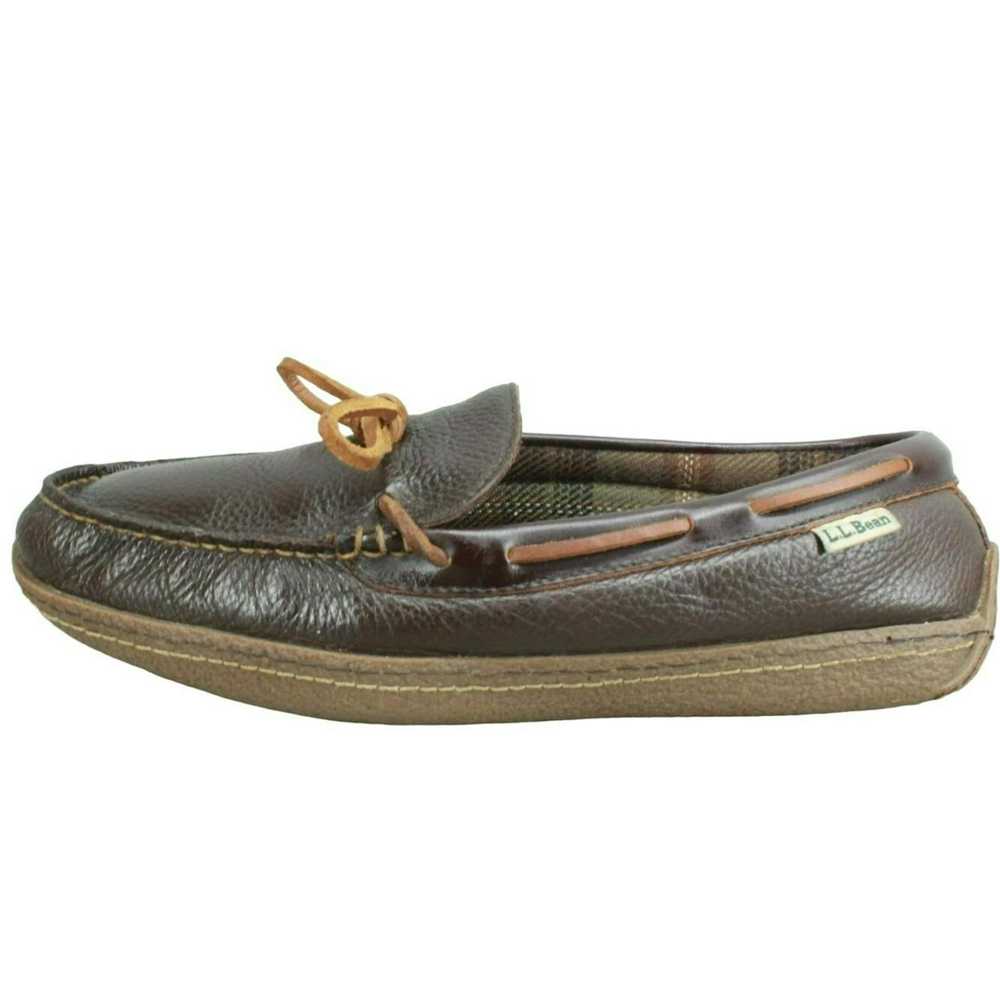 L.L. Bean × Leather LL Bean Men's Plaid Lined Han… - image 2