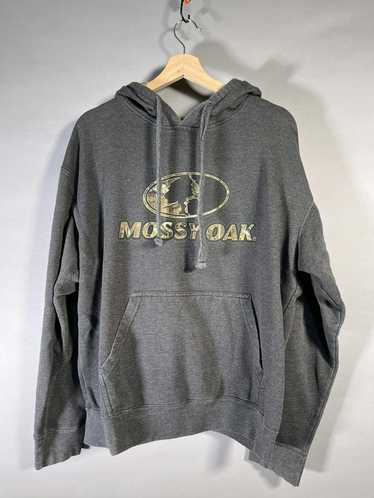 Vintage Mossy Oak Heather Grey Gas V2 Men Graphic Hoodie, XL, adult Unisex, Gray