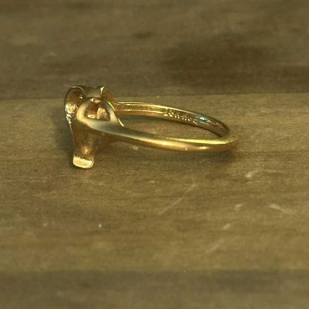 Vintage Vintage 18K HGE open heart ring - image 6