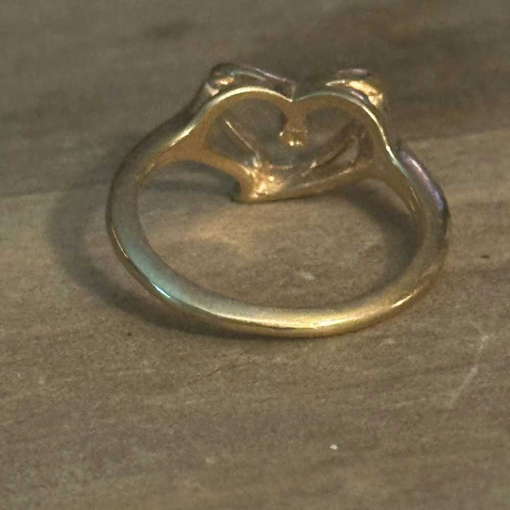 Vintage Vintage 18K HGE open heart ring - image 8