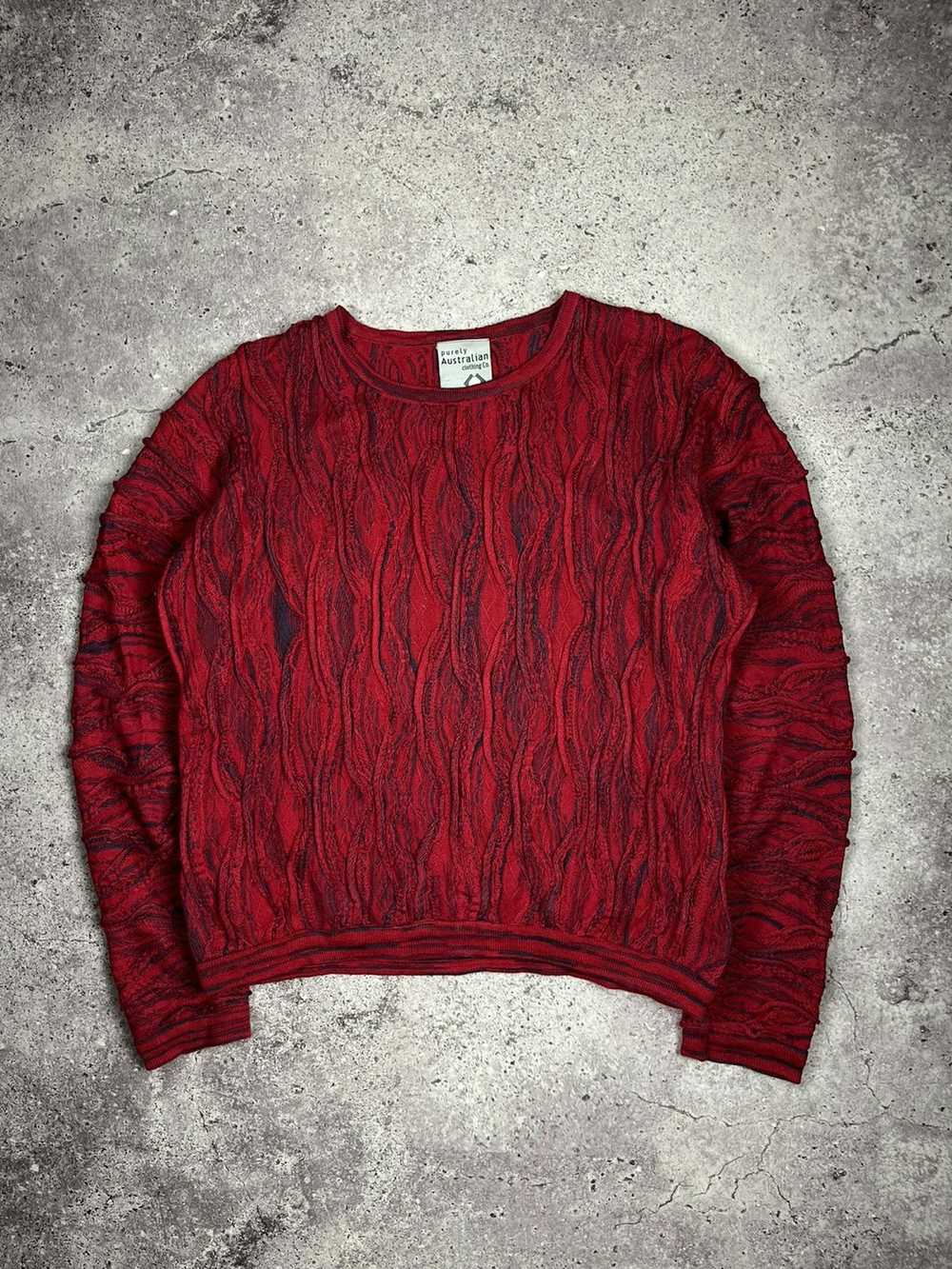 Coloured Cable Knit Sweater × Coogi × Vintage Pur… - image 1