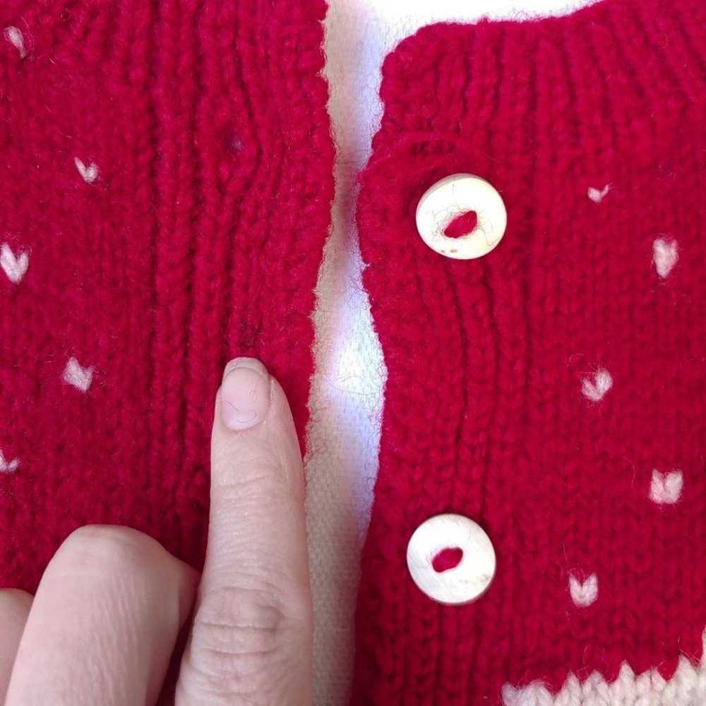 Vintage 60s Red Snowman Motif Knit Cardigan Sweat… - image 6