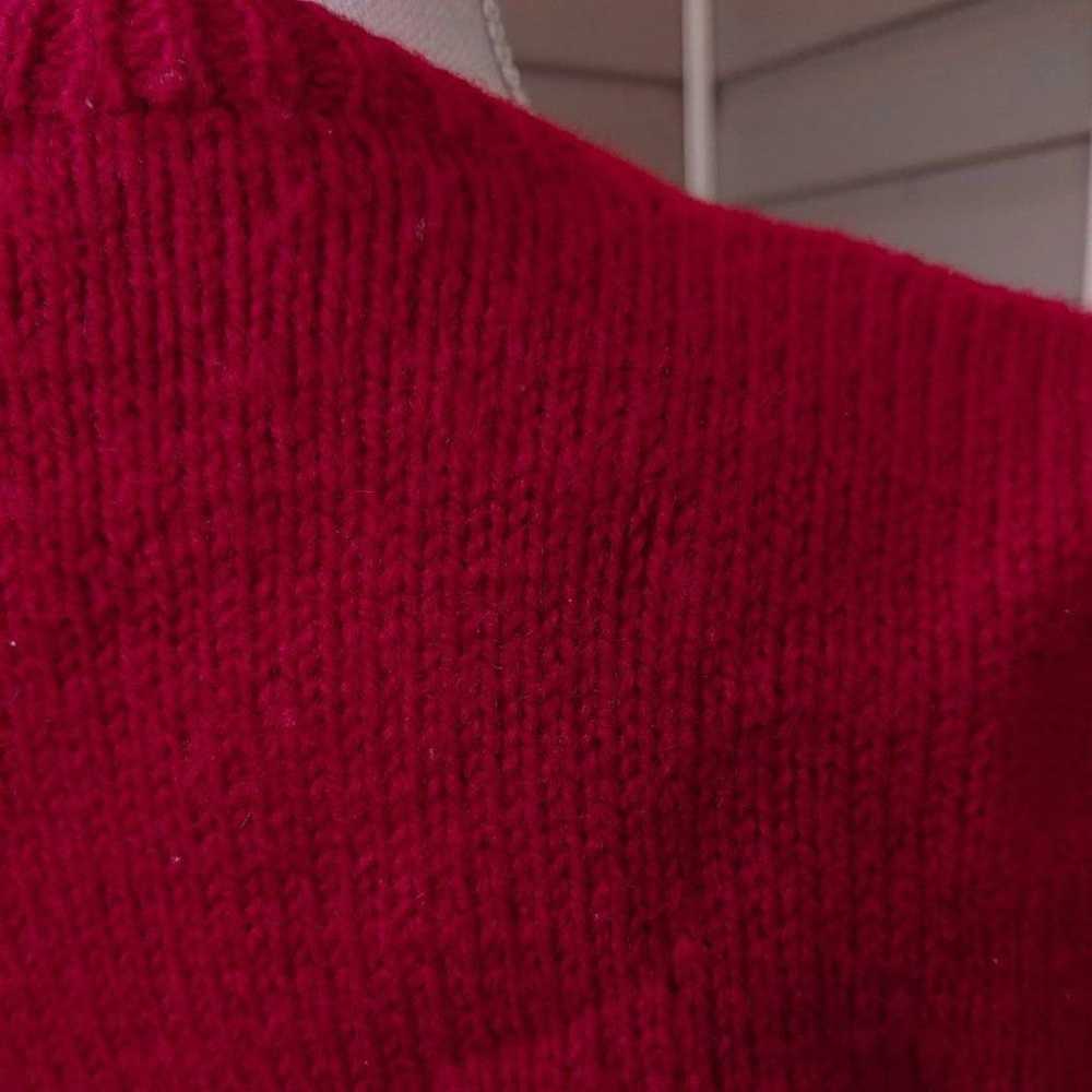Vintage 60s Red Snowman Motif Knit Cardigan Sweat… - image 9