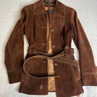 Vintage Brown leather suede coat - image 1