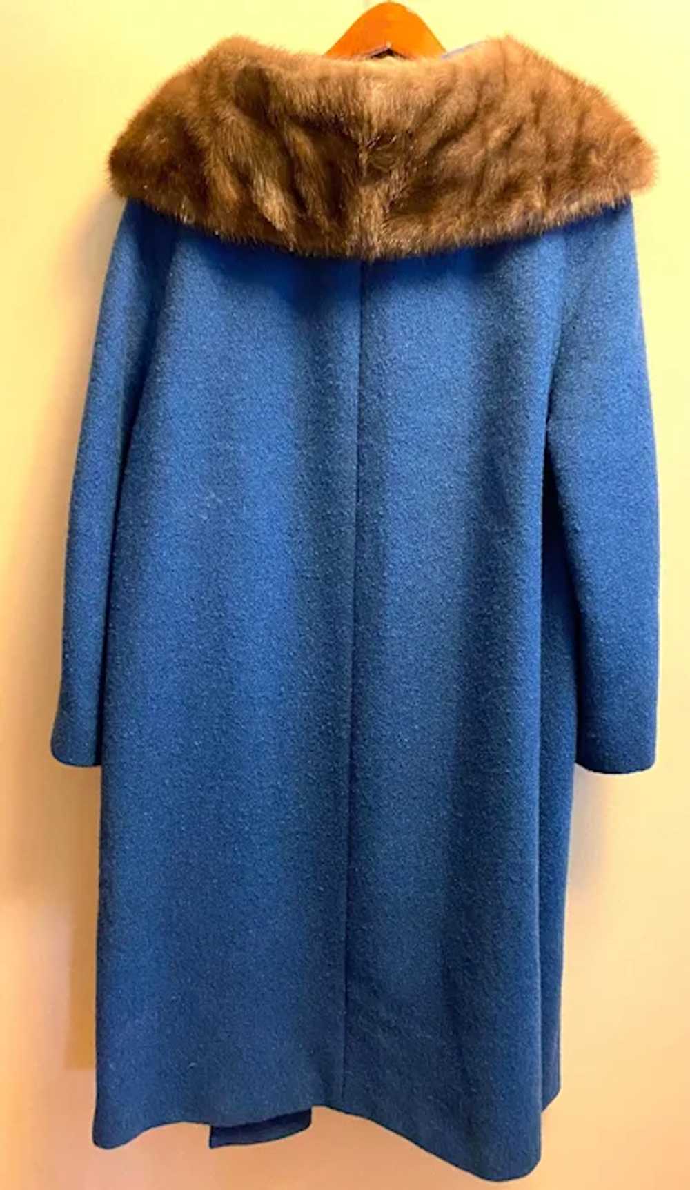 Vintage ILGWU Royal Blue Fur Collar Women Coat - image 2