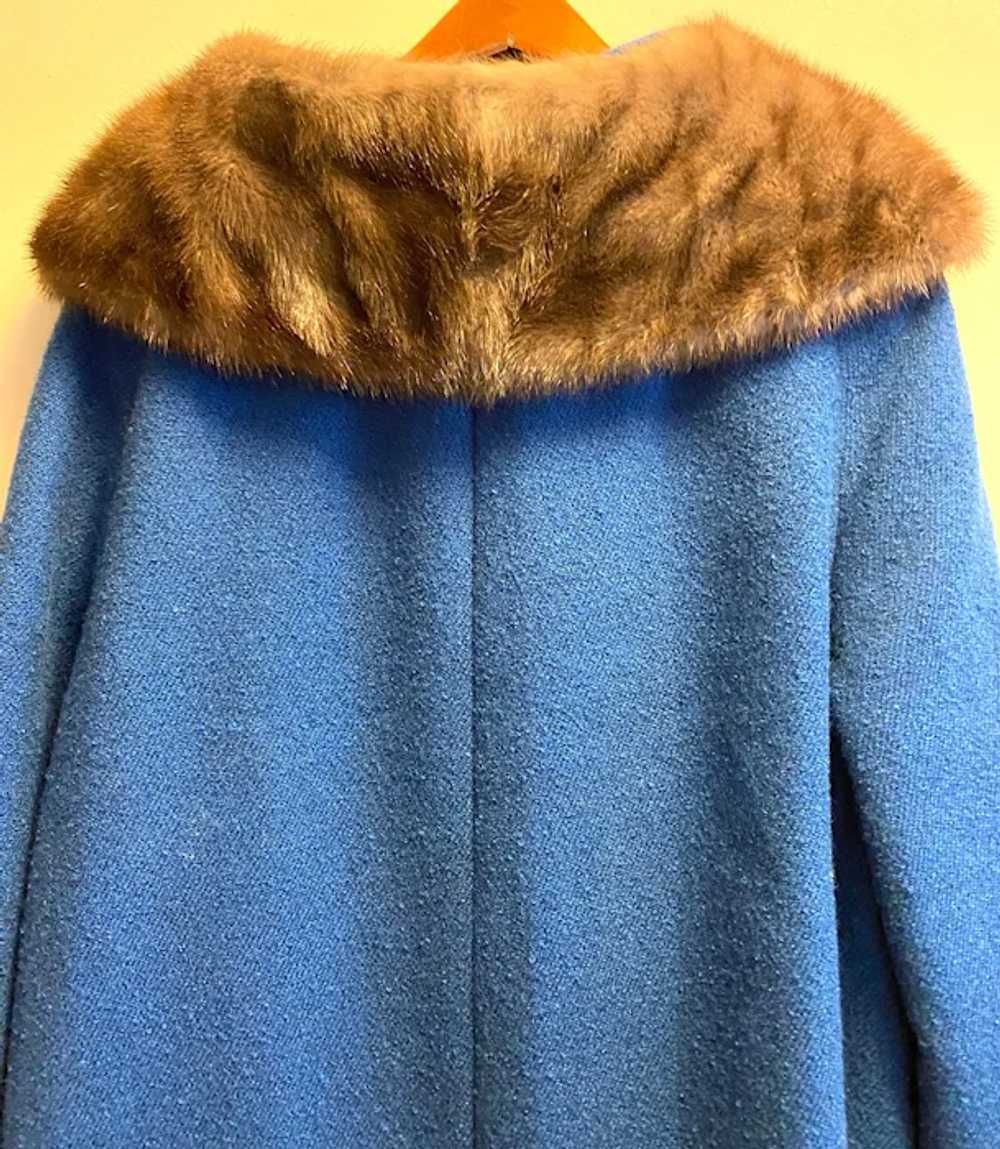 Vintage ILGWU Royal Blue Fur Collar Women Coat - image 4