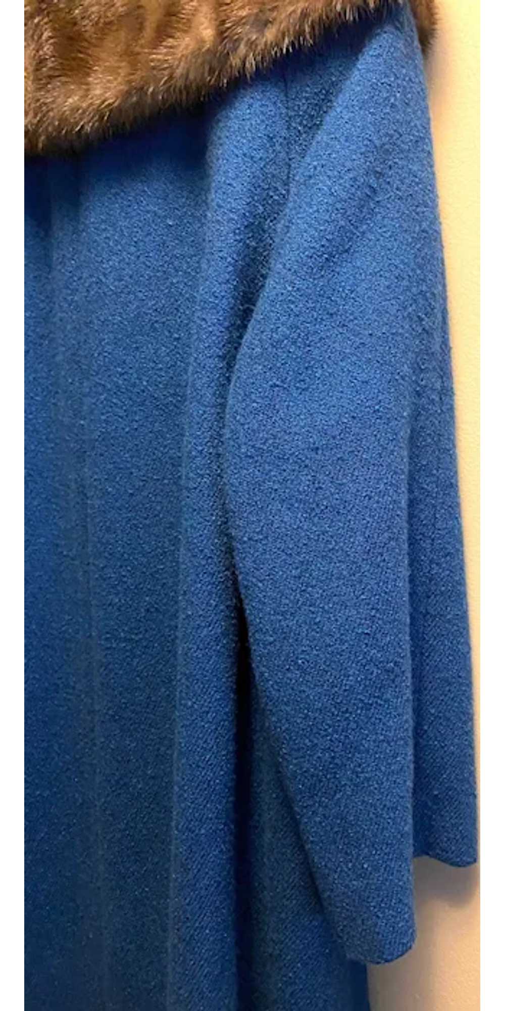 Vintage ILGWU Royal Blue Fur Collar Women Coat - image 6