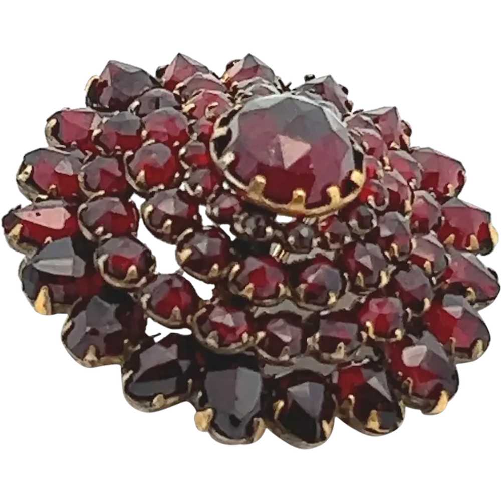 1890 Victorian Gold Gilt Over Silver Garnet Tiere… - image 1