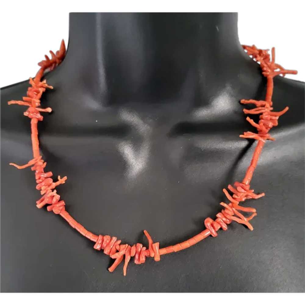 Branch Coral Necklace Rich Color 19 inches New Ea… - image 1