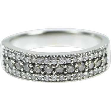 14K White & Fancy Diamond Encrusted Band Ring Siz… - image 1