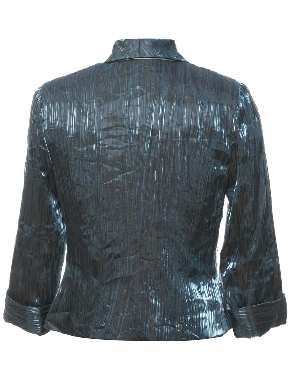 Dress Barn Blue Metallic Pleated Evening Jacket -… - image 2