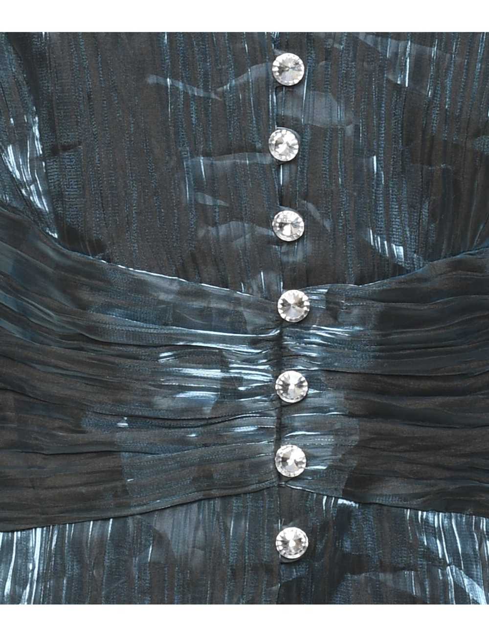 Dress Barn Blue Metallic Pleated Evening Jacket -… - image 3