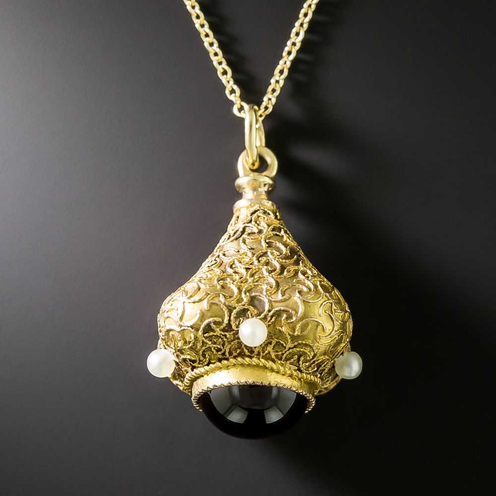 Etruscan Revival Victorian Garnet and Seed Pearl … - image 1