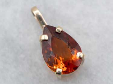 Yellow Gold Pear Cut Citrine Solitaire Pendant - image 1