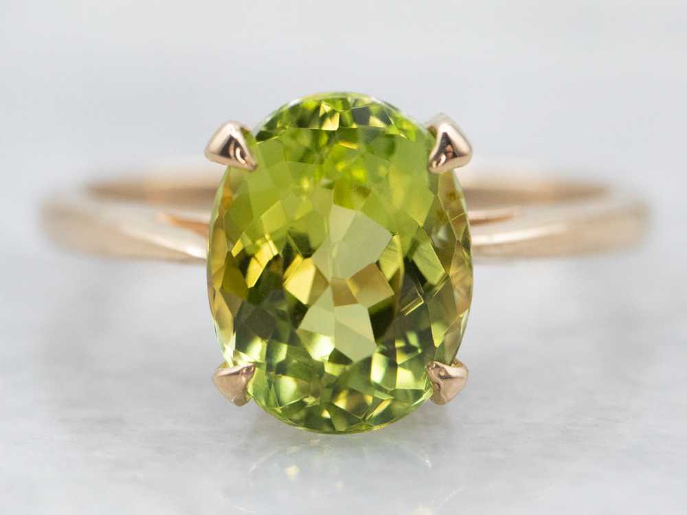 Lime-Green Tourmaline Solitaire Ring - image 1