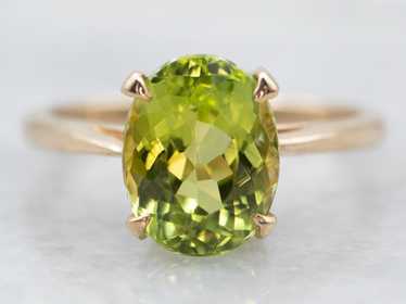 Lime-Green Tourmaline Solitaire Ring - image 1