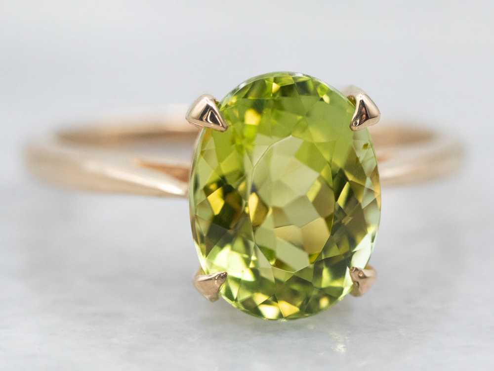 Lime-Green Tourmaline Solitaire Ring - image 2