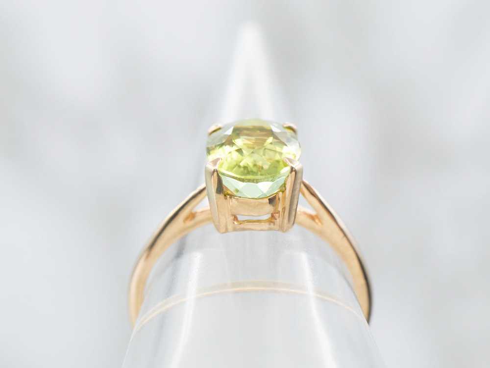 Lime-Green Tourmaline Solitaire Ring - image 3