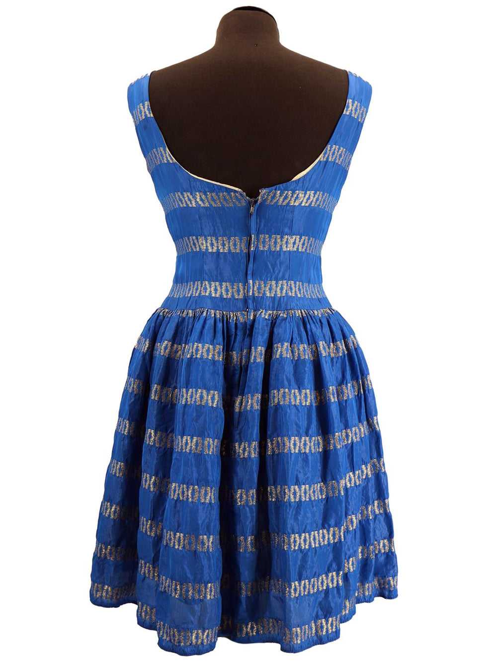 True Vintage Blue and Gold 1950s Dress - image 2