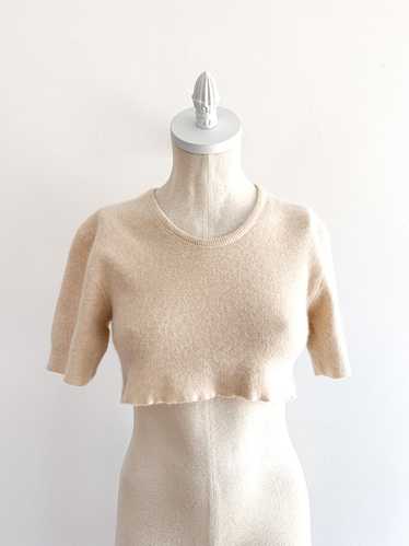 Cropped Angora Peach Fuzz Sweater