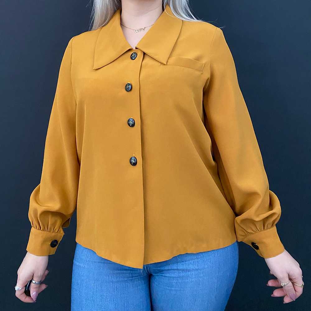 70s/80s Long Sleeve Chelsea Collar Blouse - image 1