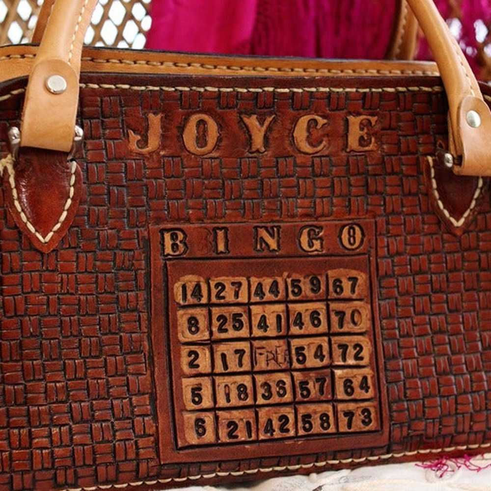 Vintage Bingo Purse hand tooled leather Joyce cus… - image 6