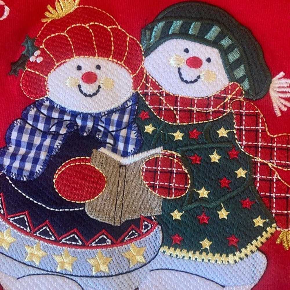 Vintage 90s Embroidered Snowman Christmas Sweatsh… - image 4