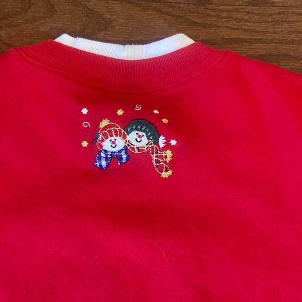 Vintage 90s Embroidered Snowman Christmas Sweatsh… - image 8