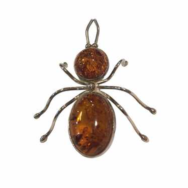 Genuine Baltic Amber Bee Pin HUGE Bumblebee w Insects Brooch Poland Bug shops BeadRage