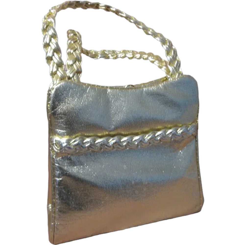 VINTAGE ILA of California Gold Lame Handbag - image 1