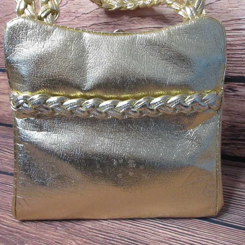 VINTAGE ILA of California Gold Lame Handbag - image 2