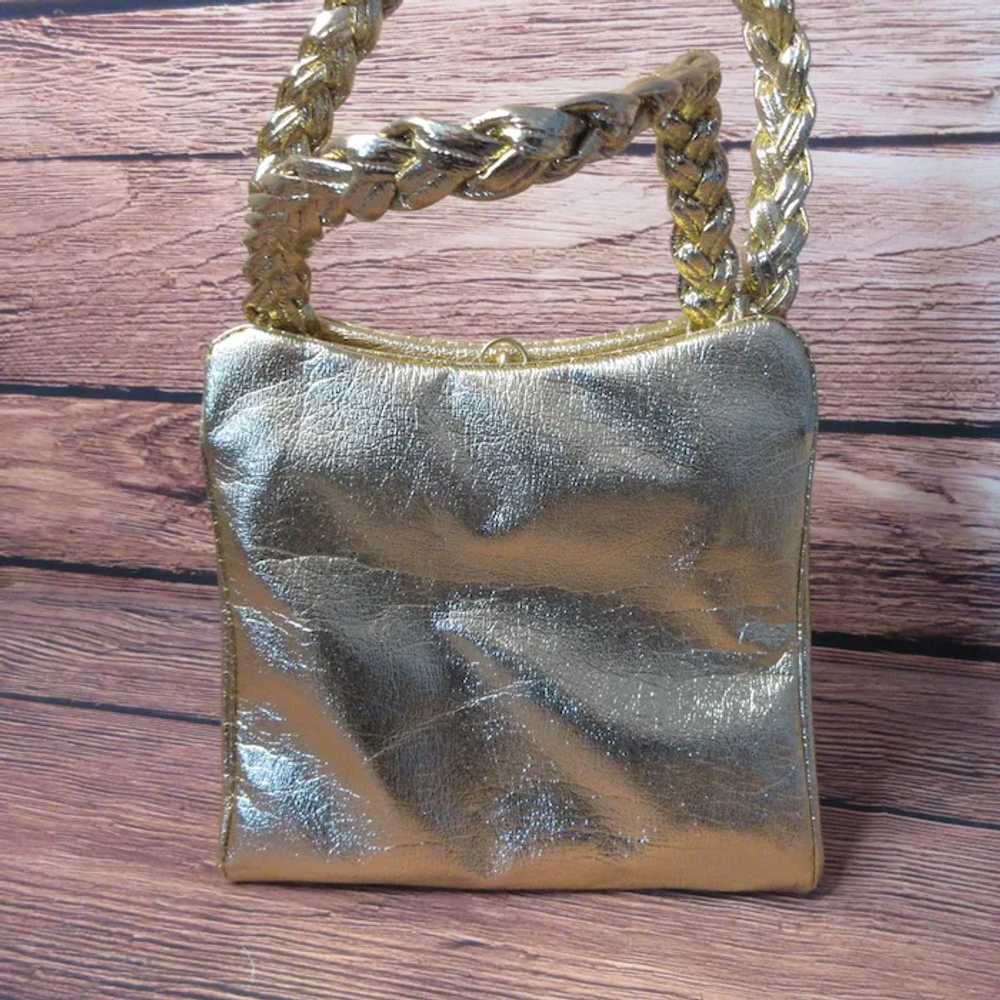 VINTAGE ILA of California Gold Lame Handbag - image 4