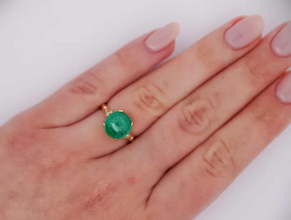 5 Carat Cabochon-Cut Colombian Emerald & Diamond … - image 2