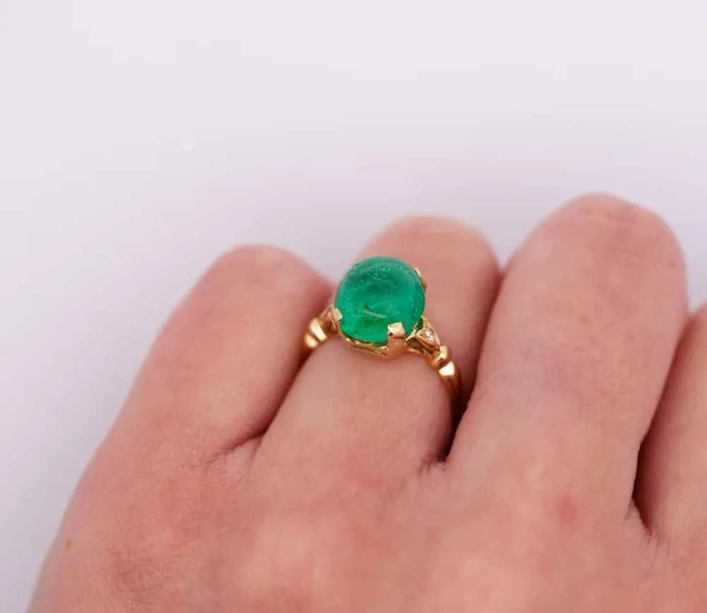5 Carat Cabochon-Cut Colombian Emerald & Diamond … - image 7